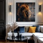 Kozmik Aslan Gücü Temperli Cam Tablo Duvar Dekoru Kozmik Aslan Gücü Temperli Cam Tablo Dekoratif Cam Tablo