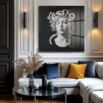 Medusa'nın Gizemi Temperli Cam Tablo Dekoratif Cam Tablo