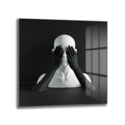 Siyah Beyaz Minimalist Duygusallık Cam Tablo - Glazella