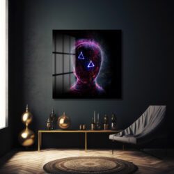 Gizemli Parçacık Adam Fütüristik Cam Tablo Duvar Dekoru Gizemli Parçacık Adam Fütüristik Cam Tablo Dekoratif Cam Tablo