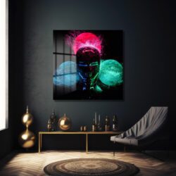 Fütüristik Neon Enerji İnsan Figürü Cam Tablo Duvar Dekoru Fütüristik Neon Enerji İnsan Figürü Cam Tablo Dekoratif Cam Tablo