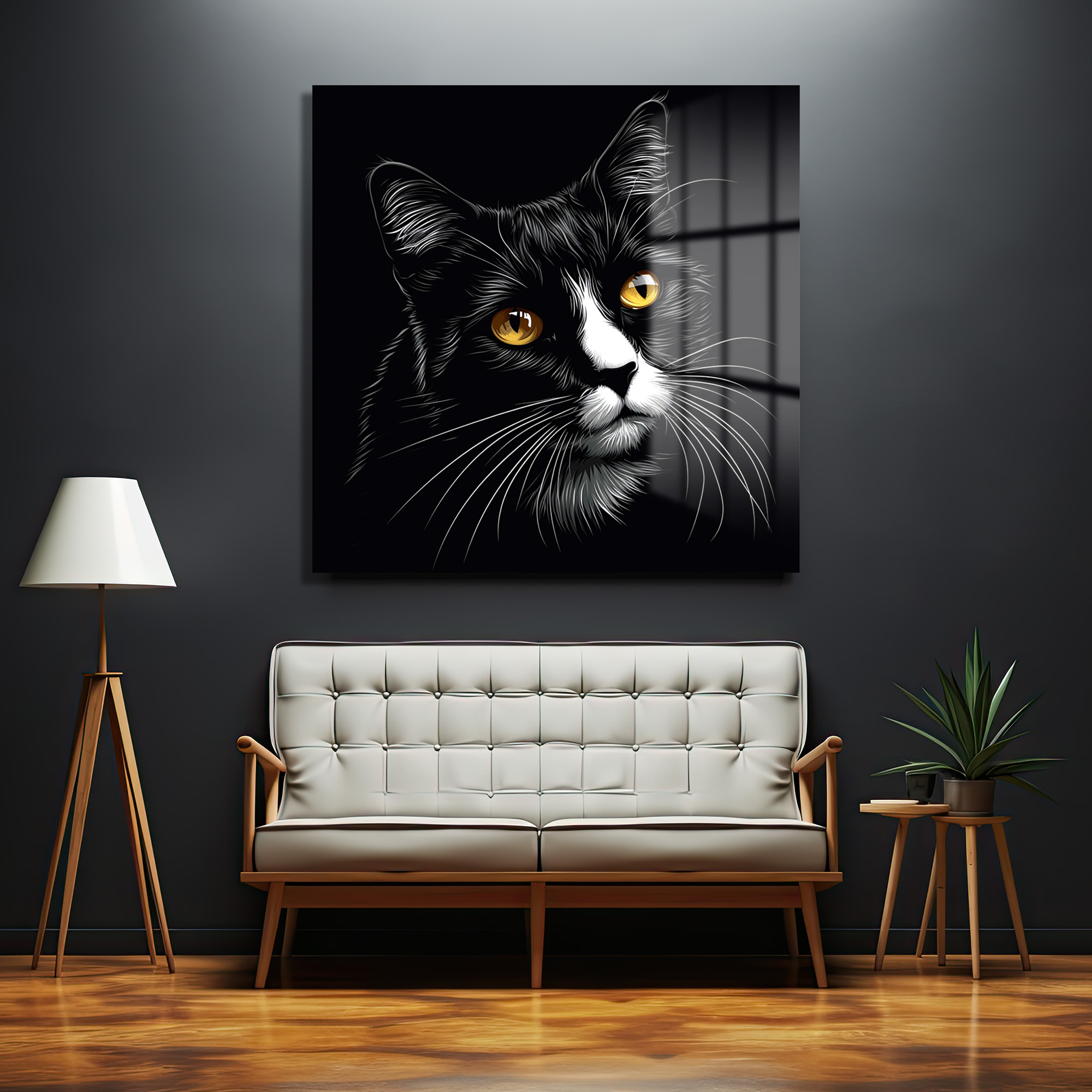 Gizemli Bakışlar: Siyah Kedi Cam Tablo - Glazella Gizemli Bakışlar: Siyah Kedi Cam Tablo - Glazella