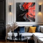 Dinamik Kırmızı & Siyah Akışkan Sanat Cam Tablo Duvar Dekoru Dinamik Kırmızı & Siyah Akışkan Sanat Cam Tablo Dekoratif Cam Tablo
