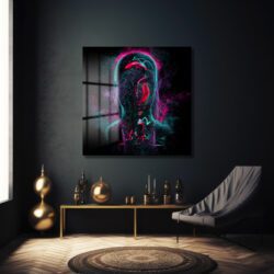 Neon Enerji İnsan Figürü Modern Cam Tablo Duvar Dekoru Neon Enerji İnsan Figürü Modern Cam Tablo Dekoratif Cam Tablo