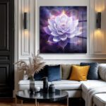 Işıltılı Lotus Çiçeği Cam Tablo: Huzur ve Zarafet Duvar Dekoru Işıltılı Lotus Çiçeği Cam Tablo: Huzur ve Zarafet Dekoratif Cam Tablo