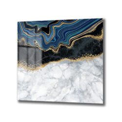 Lüks Geode Mavi ve Altın Desenli Modern Cam Tablo Duvar Dekoru Lüks Geode Mavi ve Altın Desenli Modern Cam Tablo Dekoratif Cam Tablo