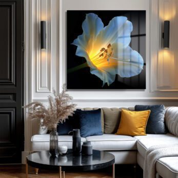 Işıltılı Çiçek Modern Sanat Cam Tablo - Glazella Işıltılı Çiçek Modern Sanat Cam Tablo - Glazella