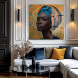 Vibrant Afrika Kadını Portresi Cam Tablo Duvar Dekoru Vibrant Afrika Kadını Portresi Cam Tablo Dekoratif Cam Tablo
