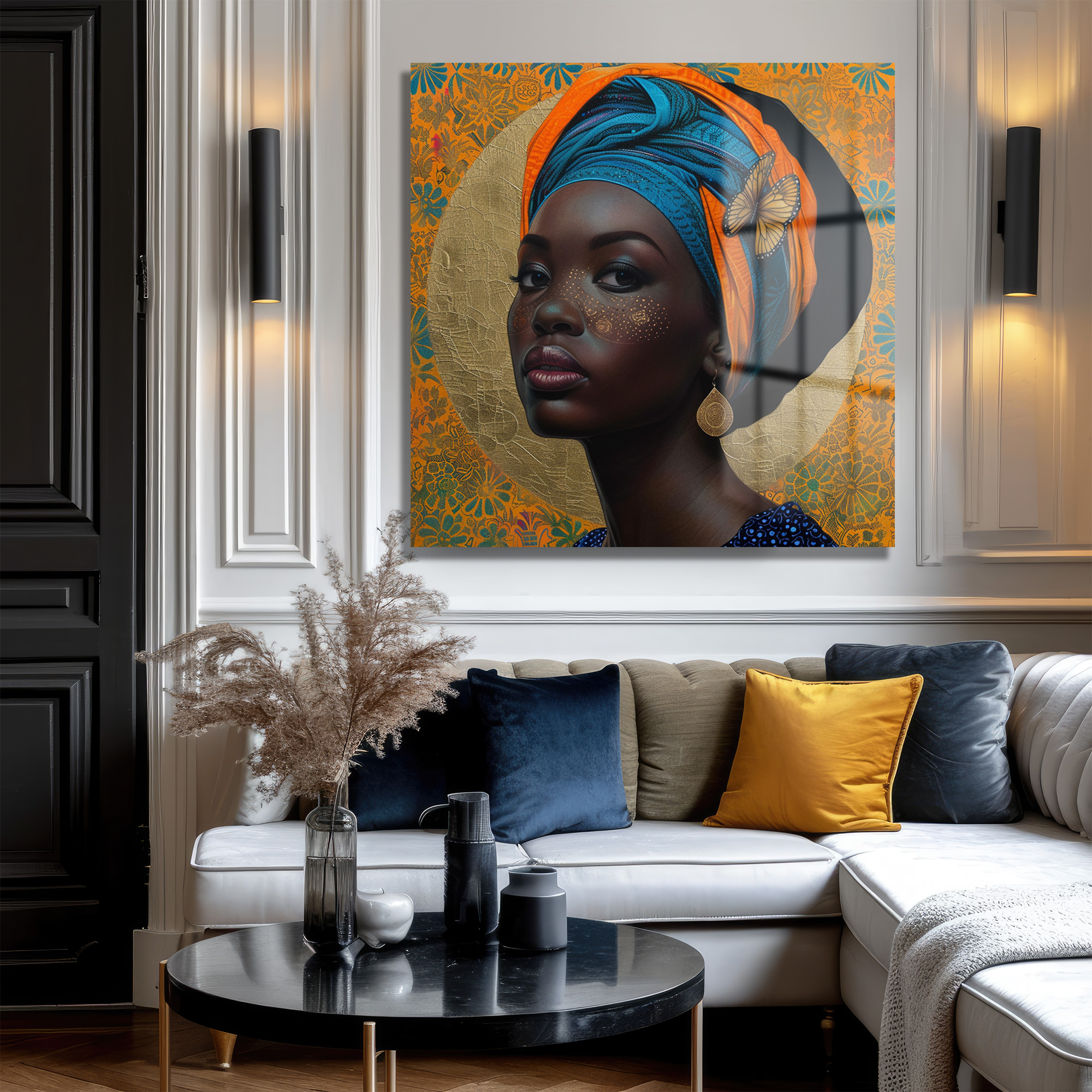 Vibrant Afrika Kadını Portresi Cam Tablo Duvar Dekoru Vibrant Afrika Kadını Portresi Cam Tablo - Görsel 3