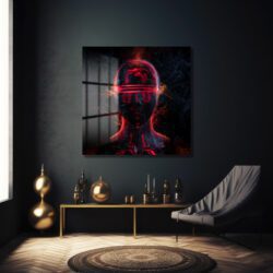 Dijital Ruh: Kırmızı Enerji Cam Tablo Duvar Dekoru Dijital Ruh: Kırmızı Enerji Cam Tablo Dekoratif Cam Tablo