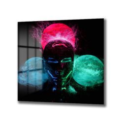 Fütüristik Neon Enerji İnsan Figürü Cam Tablo Duvar Dekoru Fütüristik Neon Enerji İnsan Figürü Cam Tablo Dekoratif Cam Tablo