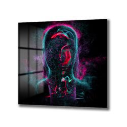 Neon Enerji İnsan Figürü Modern Cam Tablo Duvar Dekoru Neon Enerji İnsan Figürü Modern Cam Tablo Dekoratif Cam Tablo