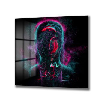 Neon Enerji İnsan Figürü Modern Cam Tablo - Glazella