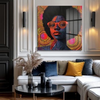 Vibrant Afro Stil Kadın Portresi Modern Cam Tablo - Glazella Vibrant Afro Stil Kadın Portresi Modern Cam Tablo - Glazella