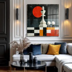 Stratejik Zeka: Satranç Kralı Modern Sanat Cam Tablo Duvar Dekoru Stratejik Zeka: Satranç Kralı Modern Sanat Cam Tablo Dekoratif Cam Tablo