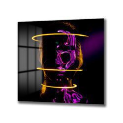 Siber Rüyalar: Neon Işıklı Soyut Cam Tablo Duvar Dekoru Siber Rüyalar: Neon Işıklı Soyut Cam Tablo Dekoratif Cam Tablo
