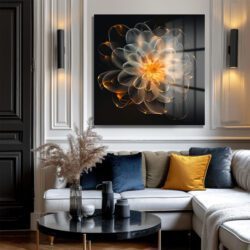 Işıltılı Fraktal Çiçek Cam Tablo - Modern Sanatın Büyüsü Duvar Dekoru Işıltılı Fraktal Çiçek Cam Tablo - Modern Sanatın Büyüsü Dekoratif Cam Tablo
