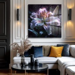Işıltılı Zambak Cam Tablo - Büyüleyici Modern Sanat Duvar Dekoru Işıltılı Zambak Cam Tablo - Büyüleyici Modern Sanat Dekoratif Cam Tablo
