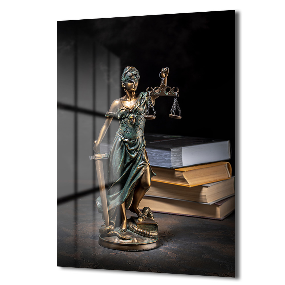 Adalet Tanrıçası Themis Cam Tablo - Hukukun Sembolü Duvar Dekoru Adalet Tanrıçası Themis Cam Tablo - Hukukun Sembolü - Görsel 2