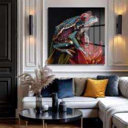 Büyüleyici Kırmızı Gözlü Kurbağa Cam Tablo Duvar Dekoru Büyüleyici Kırmızı Gözlü Kurbağa Cam Tablo Dekoratif Cam Tablo