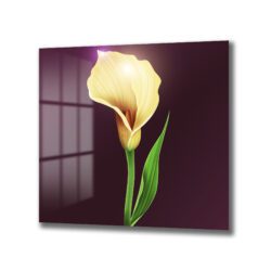 Işıltılı Sarı Calla Zambak Modern Cam Tablo Duvar Dekoru Işıltılı Sarı Calla Zambak Modern Cam Tablo Dekoratif Cam Tablo