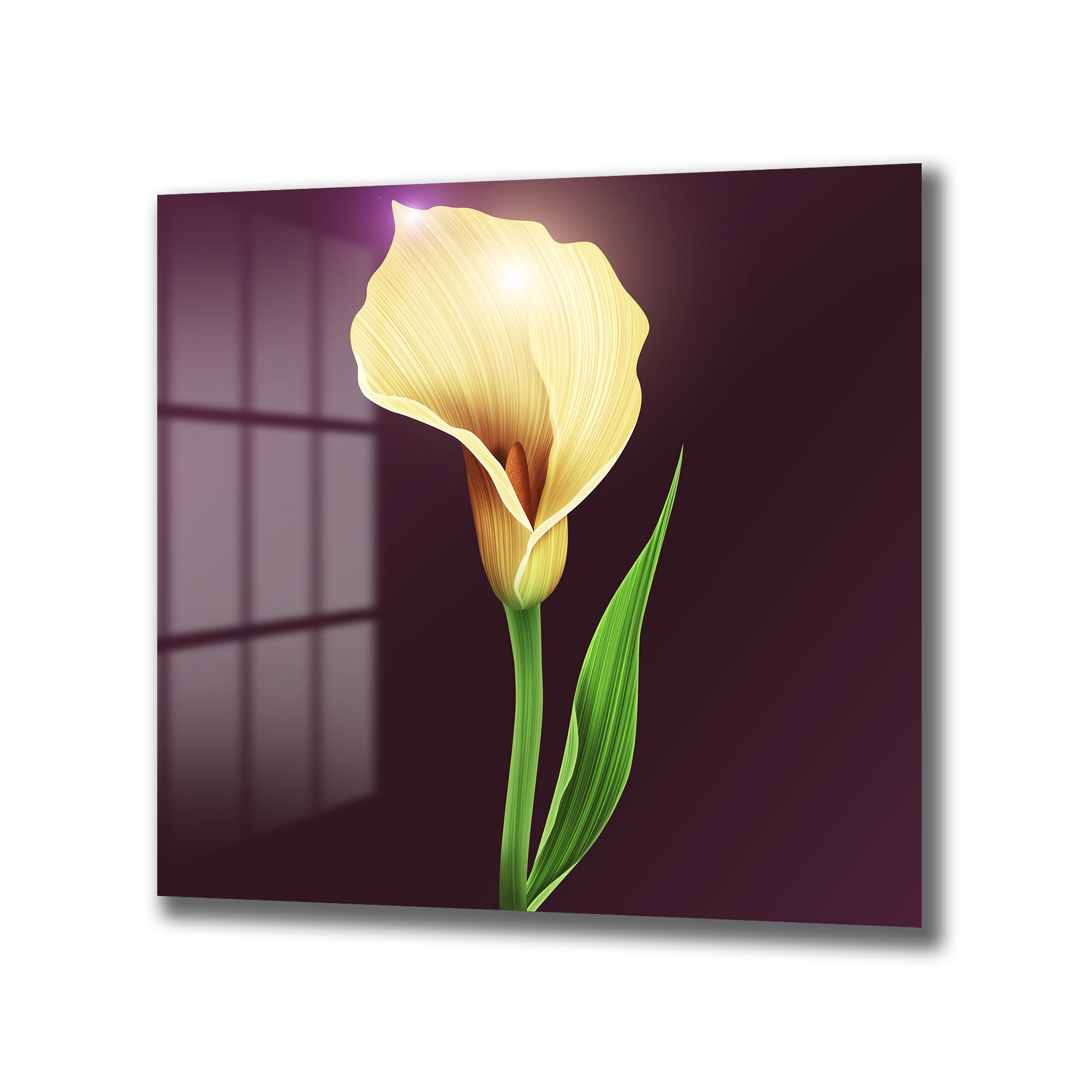 Işıltılı Sarı Calla Zambak Modern Cam Tablo Duvar Dekoru Işıltılı Sarı Calla Zambak Modern Cam Tablo - Görsel 5