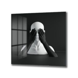 Siyah Beyaz Minimalist Duygusallık Cam Tablo Duvar Dekoru Siyah Beyaz Minimalist Duygusallık Cam Tablo Dekoratif Cam Tablo