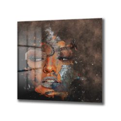 Sanatsal Dokunuşlarla Gizemli Kadın Portresi Cam Tablo Duvar Dekoru Sanatsal Dokunuşlarla Gizemli Kadın Portresi Cam Tablo Dekoratif Cam Tablo