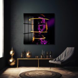 Siber Rüyalar: Neon Işıklı Soyut Cam Tablo Duvar Dekoru Siber Rüyalar: Neon Işıklı Soyut Cam Tablo Dekoratif Cam Tablo