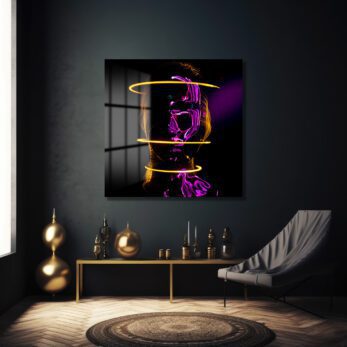 Siber Rüyalar: Neon Işıklı Soyut Cam Tablo - Glazella Siber Rüyalar: Neon Işıklı Soyut Cam Tablo - Glazella