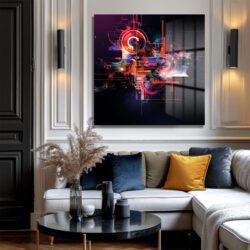Dijital Enerji Akışı Modern Cam Tablo Duvar Dekoru Dijital Enerji Akışı Modern Cam Tablo Dekoratif Cam Tablo