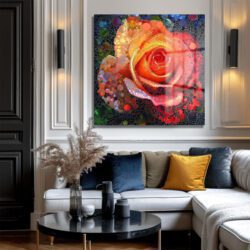 Canlı Mozaik Gül Cam Tablo - Modern Sanatın Kalbi Duvar Dekoru Canlı Mozaik Gül Cam Tablo - Modern Sanatın Kalbi Dekoratif Cam Tablo