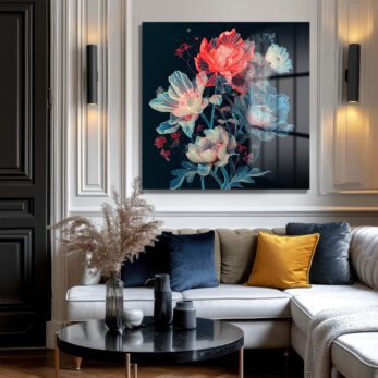 Büyüleyici Çiçek Buketi Modern Sanat Cam Tablo - Glazella Büyüleyici Çiçek Buketi Modern Sanat Cam Tablo - Glazella