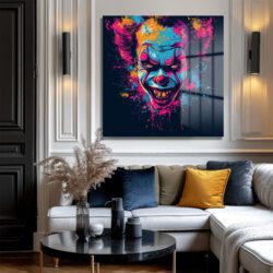 Neon Palyaço Sanatı Cam Tablo - Glazella Özel Koleksiyon Duvar Dekoru Neon Palyaço Sanatı Cam Tablo - Glazella Özel Koleksiyon Dekoratif Cam Tablo