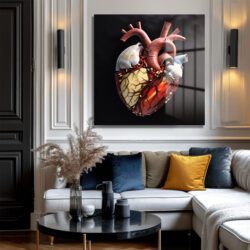 Anatomik Kalp Sanatı Cam Tablo - Yaşamın Ritmini Evine Taşı Duvar Dekoru Anatomik Kalp Sanatı Cam Tablo - Yaşamın Ritmini Evine Taşı Dekoratif Cam Tablo