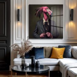 Flamingo Beyefendi: Pembe Zarafet Temalı Modern Cam Tablo Duvar Dekoru Flamingo Beyefendi: Pembe Zarafet Temalı Modern Cam Tablo Dekoratif Cam Tablo