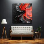 Dinamik Kırmızı & Siyah Akışkan Sanat Cam Tablo Duvar Dekoru Dinamik Kırmızı & Siyah Akışkan Sanat Cam Tablo Dekoratif Cam Tablo