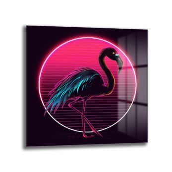 Neon Flamingo Rüyası: Synthwave Estetiğinde Cam Tablo - Glazella