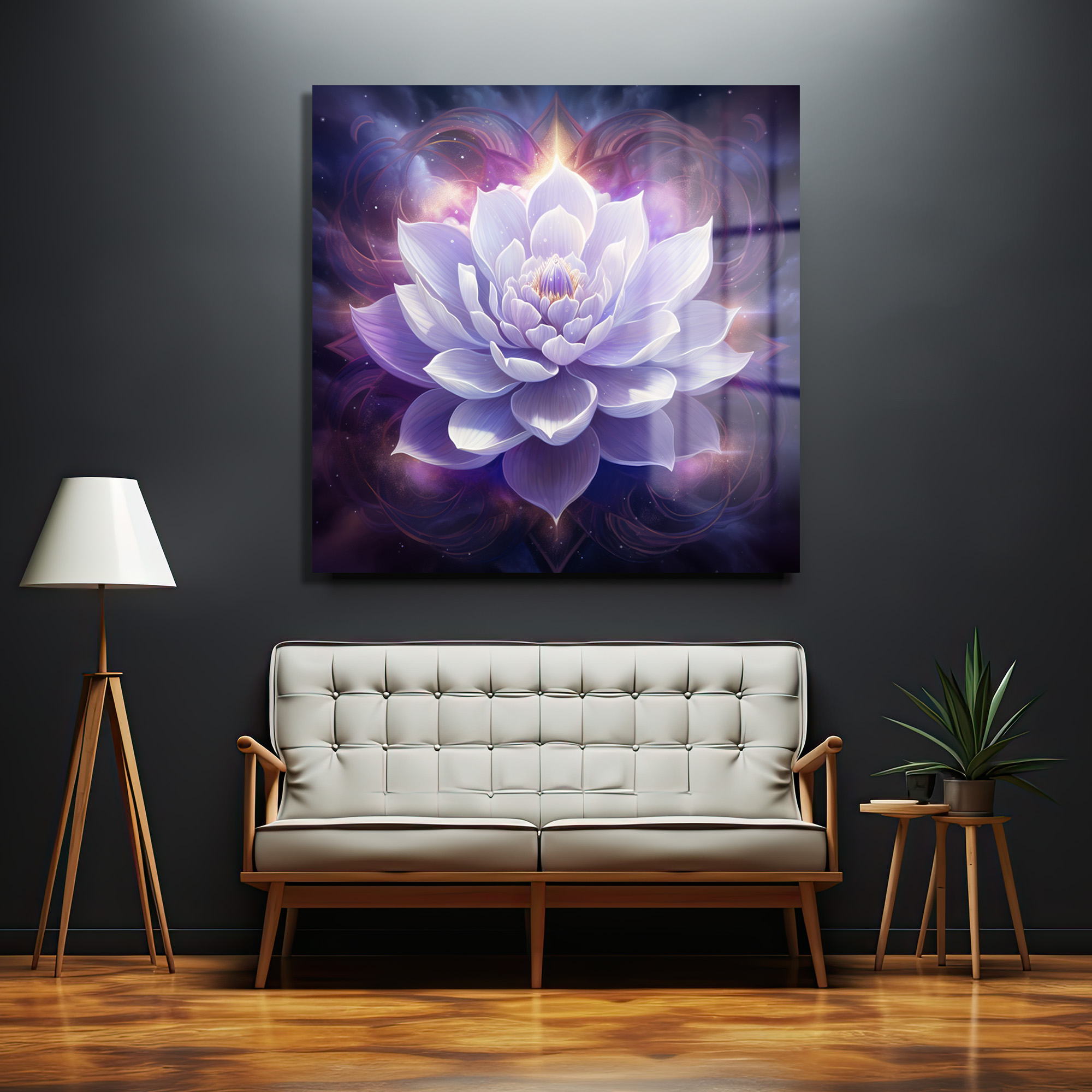 Işıltılı Lotus Çiçeği Cam Tablo: Huzur ve Zarafet Duvar Dekoru Işıltılı Lotus Çiçeği Cam Tablo: Huzur ve Zarafet - Görsel 2