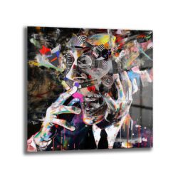 Enerjik Düşünür Soyut Ekspresyonist Cam Tablo - Glazella