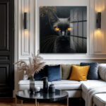 Gizemli Bakışlar: Siyah Kedi Temalı Modern Cam Tablo Duvar Dekoru Gizemli Bakışlar: Siyah Kedi Temalı Modern Cam Tablo Dekoratif Cam Tablo