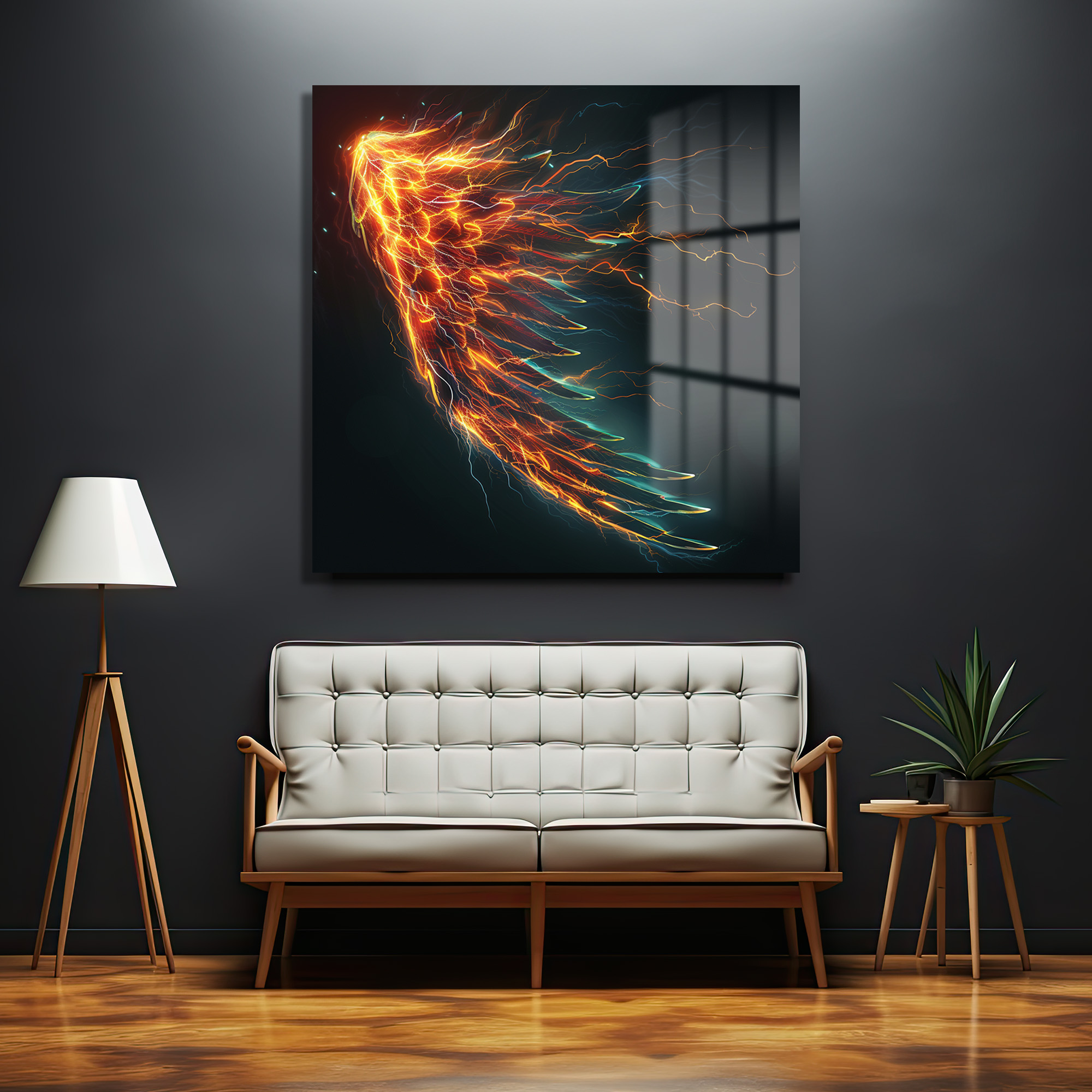 Ateş Kanatları Enerjisi Modern Sanat Cam Tablo Duvar Dekoru Ateş Kanatları Enerjisi Modern Sanat Cam Tablo - Görsel 2