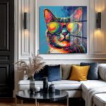 Urban Cool: Gözlüklü Kedi Pop Art Temperli Cam Tablo Duvar Dekoru Urban Cool: Gözlüklü Kedi Pop Art Temperli Cam Tablo Dekoratif Cam Tablo