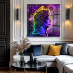 Kozmik David Neon Sanat Modern Cam Tablo Duvar Dekoru Kozmik David Neon Sanat Modern Cam Tablo Dekoratif Cam Tablo