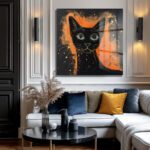 Büyüleyici Mavi Gözler: Modern Kara Kedi Temalı Temperli Cam Tablo Duvar Dekoru Büyüleyici Mavi Gözler: Modern Kara Kedi Temalı Temperli Cam Tablo Dekoratif Cam Tablo