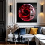 Kızıl Girdap Enerjisi Modern Cam Tablo Duvar Dekoru Kızıl Girdap Enerjisi Modern Cam Tablo Dekoratif Cam Tablo