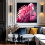 Büyüleyici Pembe Flamingo Cam Tablo - Glazella Özel Koleksiyon Duvar Dekoru Büyüleyici Pembe Flamingo Cam Tablo - Glazella Özel Koleksiyon Dekoratif Cam Tablo