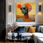 Gizemli Bakışlar: Afro Chic Modern Sanat Cam Tablo Duvar Dekoru Gizemli Bakışlar: Afro Chic Modern Sanat Cam Tablo Dekoratif Cam Tablo