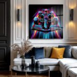 Neon Hız F1 Yarış Arabası Estetik Cam Tablo Duvar Dekoru Neon Hız F1 Yarış Arabası Estetik Cam Tablo Dekoratif Cam Tablo