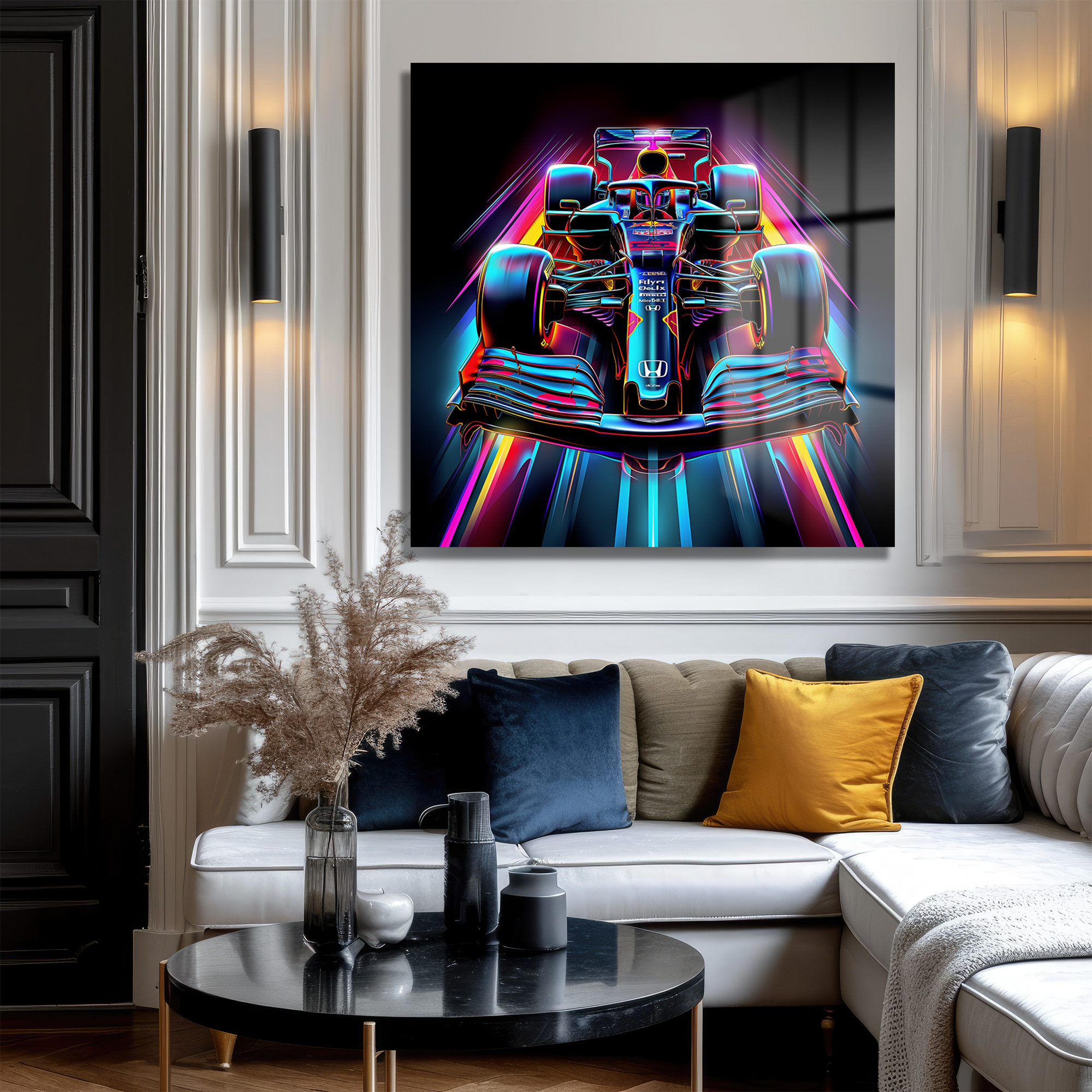 Neon Hız F1 Yarış Arabası Estetik Cam Tablo Duvar Dekoru Neon Hız F1 Yarış Arabası Estetik Cam Tablo - Görsel 3